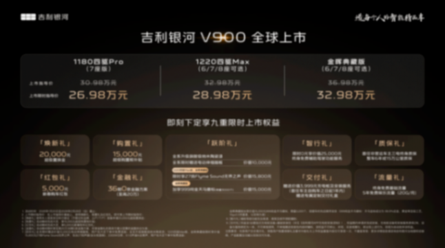 吉利银河V900上市 26.98万起打造三排平权家庭MPV