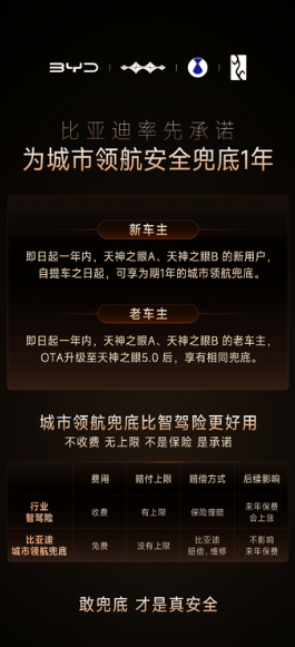比亚迪兜底城市领航1年